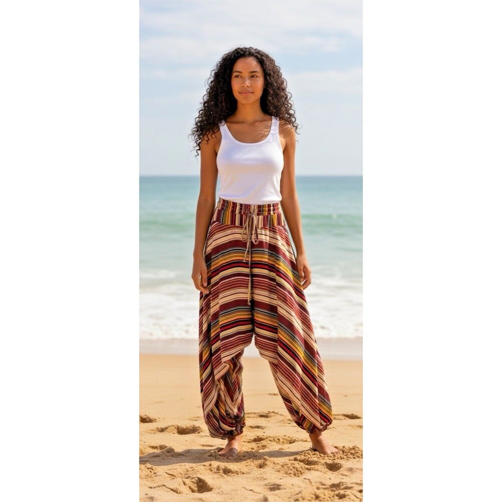 Buddha Pants NWOT The Savannah Pants drawstring striped XS boho 70s gypsy harem